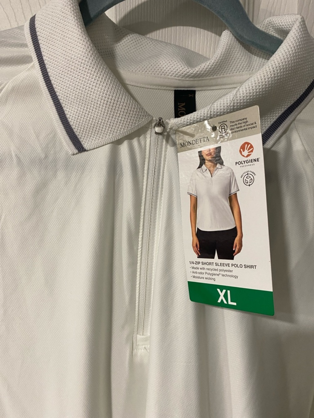 Mondetta White Short Sleeve 1/4-Zip Polo Shirt